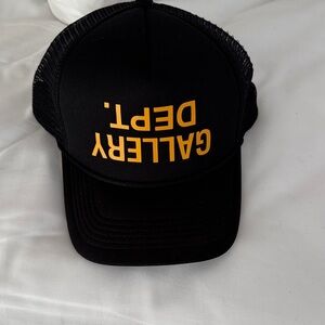 Gallery Dept Black Trucker Hat with Yellow Logo